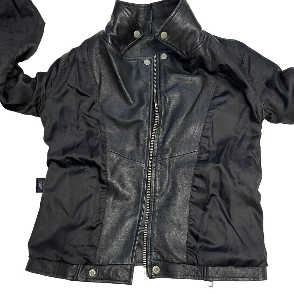 Maje Biker Moto Zip Jacket Black Lamb Leather Size 38 - Picture 11 of 16